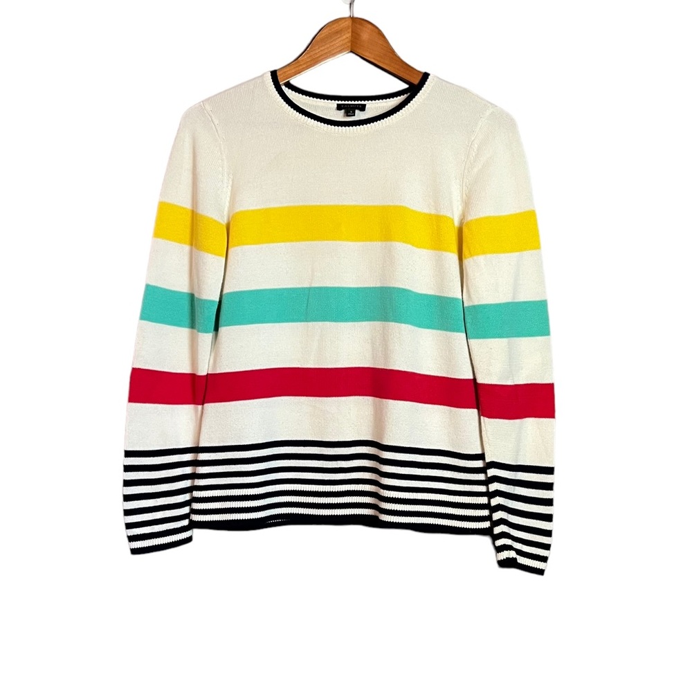 Talbots 100% Pima cotton striped sweater. Size small